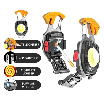 Picture of GearUP SG-61 Multifunctional Rechargeable Keychain Survival Gear with Lighter - Silver