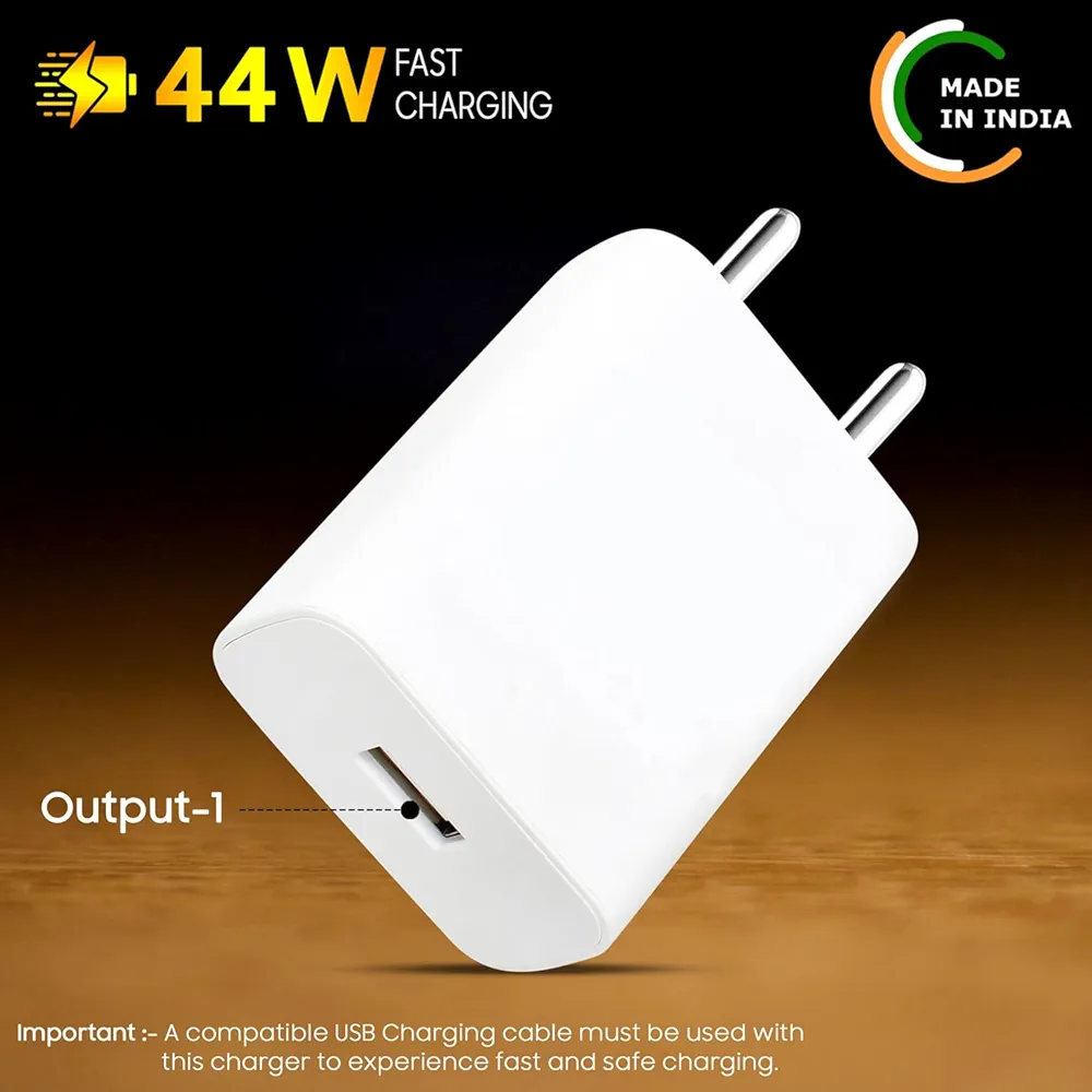 Picture of 66 W Quick Charge Wall Charger for Mobile with Detachable Cable (66W VIVO FLASH COMBO FOR VIVO IQOO 3/7/Z3/Z5/ VIVO ¡QOO Z6 /Vivo V20, Cable Included) - White