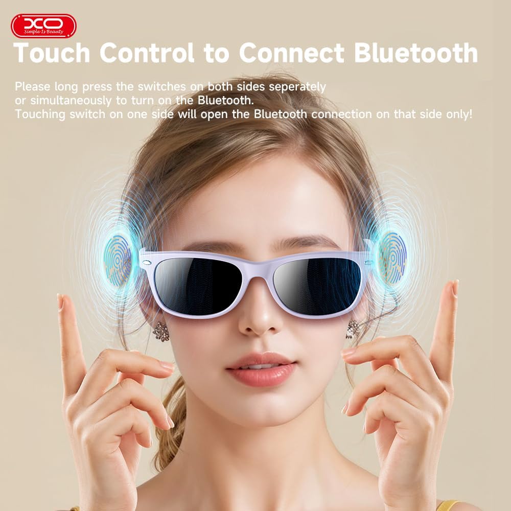 Picture of Smart Bluetooth Sunglasses, XO Smart Bluetooth Audio Glasses for Women Men,Athletic/Outdoor UV Protection Riding, Driving,Fishing, Running (Purple) - Purple