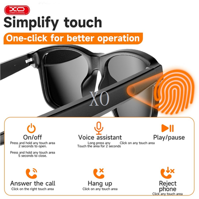 Picture of XO E9 Smart Sunglasses UV Protective - Black