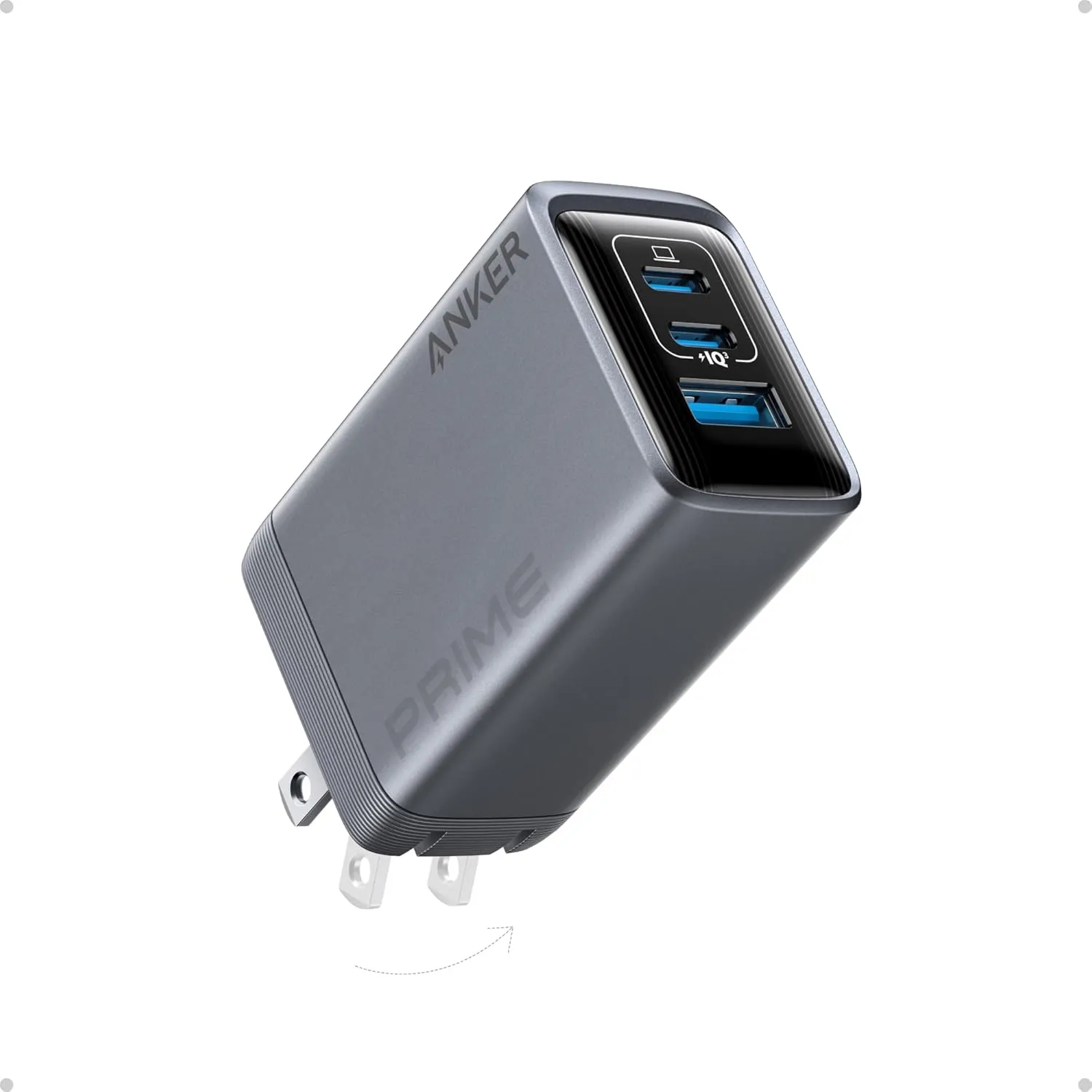 Picture of Anker Prime 100W GaN Wall Charger 3 Ports with 1.5M USB-C Cable: - Black