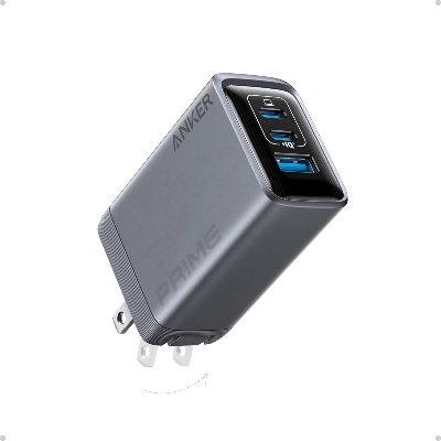 Picture of Anker Prime 100W GaN Wall Charger 3 Ports with 1.5M USB-C Cable: - Black