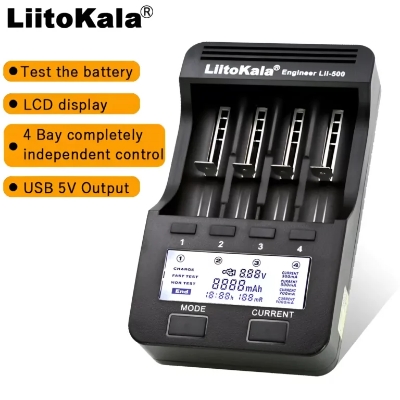 Picture of Liitokala Engineer Lii-500 4-Slot LCD Smart Universal Battery Tester Charger( 2 years replacement warranty) - Black