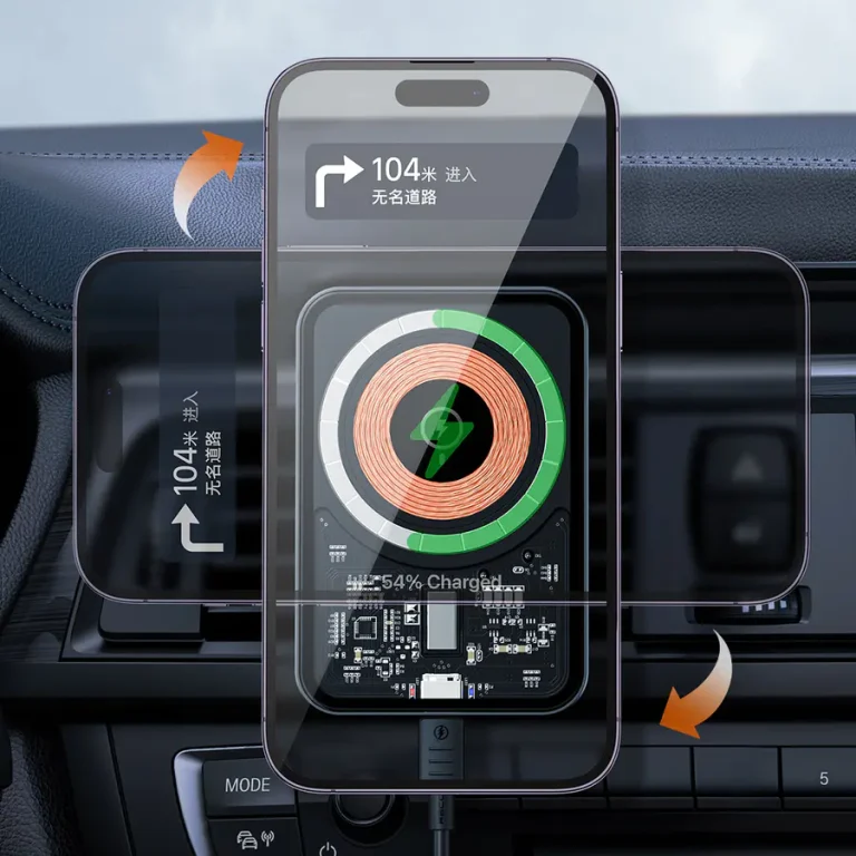 Picture of RECCI Mars Series Transparent Magnetic 15W Wireless Charging Car Holder (RHO-C31) - Black