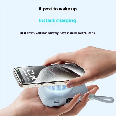 Picture of WiWU Wi-P041 Hanging Wireless Powerbank With Type-C Cable 10000mAh - White