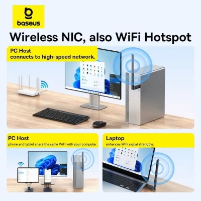 Picture of Baseus 150Mbps FastJoy Series WIFI Adapter With External Antenna – B01317600111-00 - Black