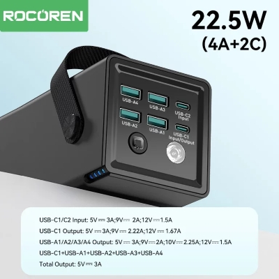 Picture of Rocoren 50,000mAh 22.5W Power Bank in Bangladesh - Black