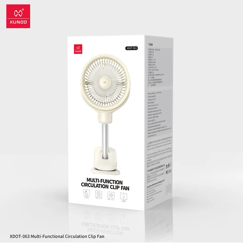 Picture of XUNDD XDOT-063 Desktop Clamp Circulating Fan 6000mAh(1 year replacement warranty) - White