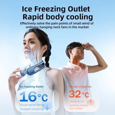 Picture of RTAKO GBF001 4000mah Ice Breeze Neck Hanging Fan(1 year replacement warranty) - White