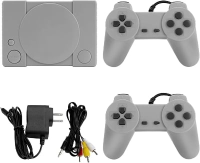 Picture of Welltop PlayStation Classic 8-bit PS1 Retro Video Game Console, Mini Video Games Consoles, Built-in 851 Games with 2 Gamepads, Support AV Out Family TV Retro Games Controller, Grey - Grey