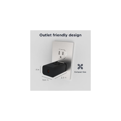 Picture of Motorola TurboPower 68W USB-C GaN Wall Charger with 6.5A Cable - Fast Power Delivery for Edge 2022, Laptops, Tablets(1year replacement warranty ) - Black