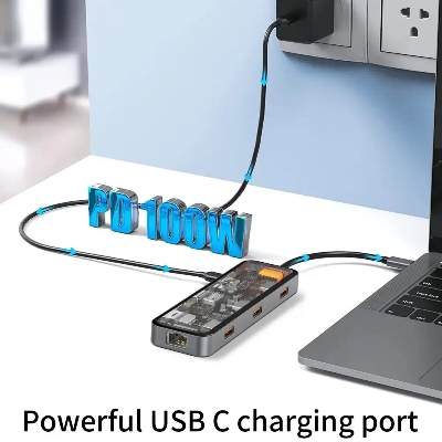 Picture of WiWU Cyber Multifunctional 8-in-1 Type C Hub Docking Station - Black