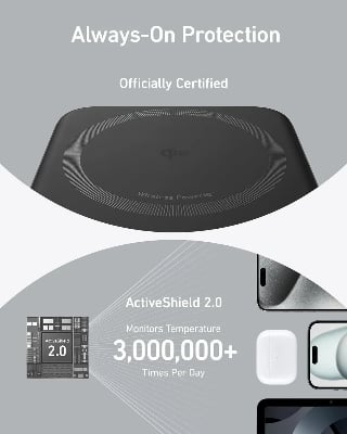 Picture of Anker MagGo 10000mAh Qi2 Certified 15W Ultra-Fast MagSafe Power Bank - Black