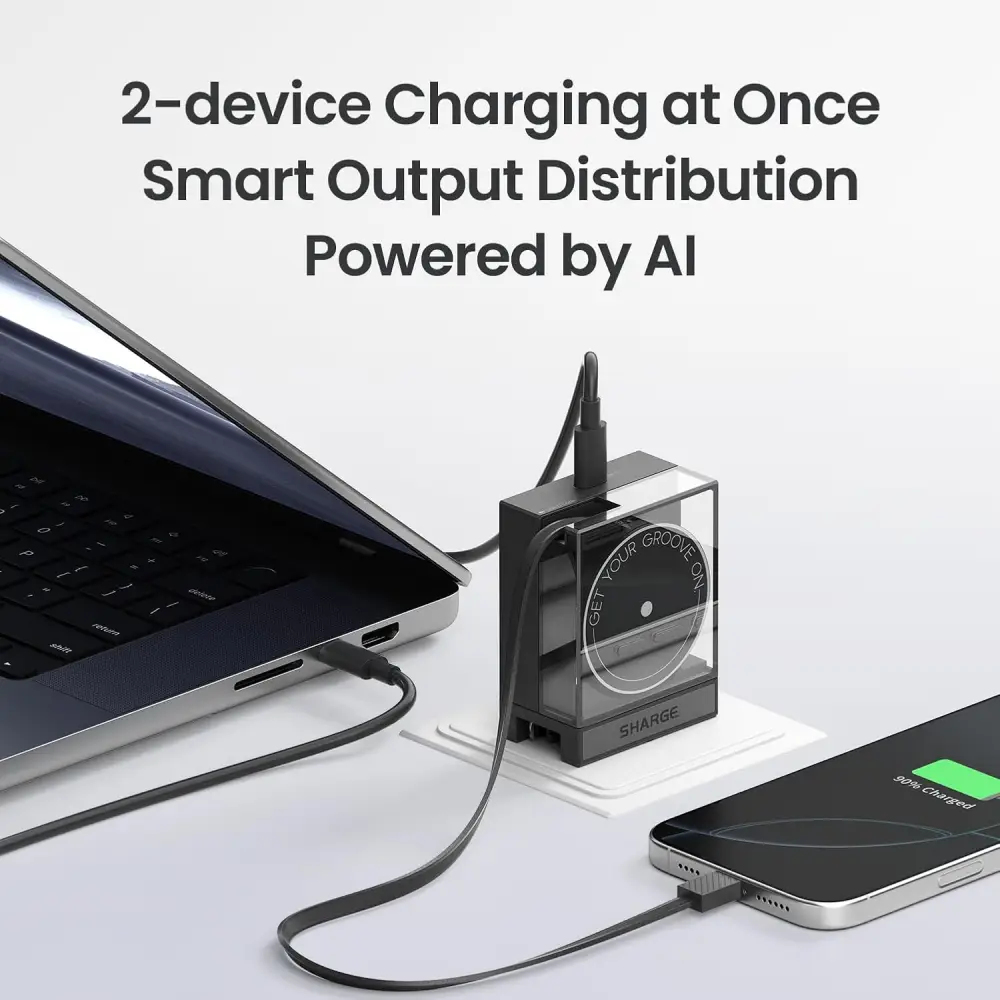 Picture of SHARGE Retractable 65W GaN Power USB C Wall Charger - Black