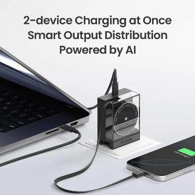 Picture of SHARGE Retractable 65W GaN Power USB C Wall Charger - Black
