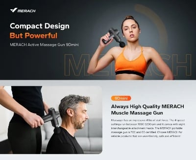 Picture of Massagers
Merach
MERACH 9D Mini Massage Gun (MR-M010B2) - Black