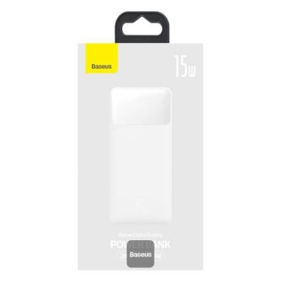 Picture of Baseus Bipow 20000mAh Fast Charging Power Bank 15W | Digital Display | 2xUSB, USB-C, Micro(1 Year replacement warranty) - White