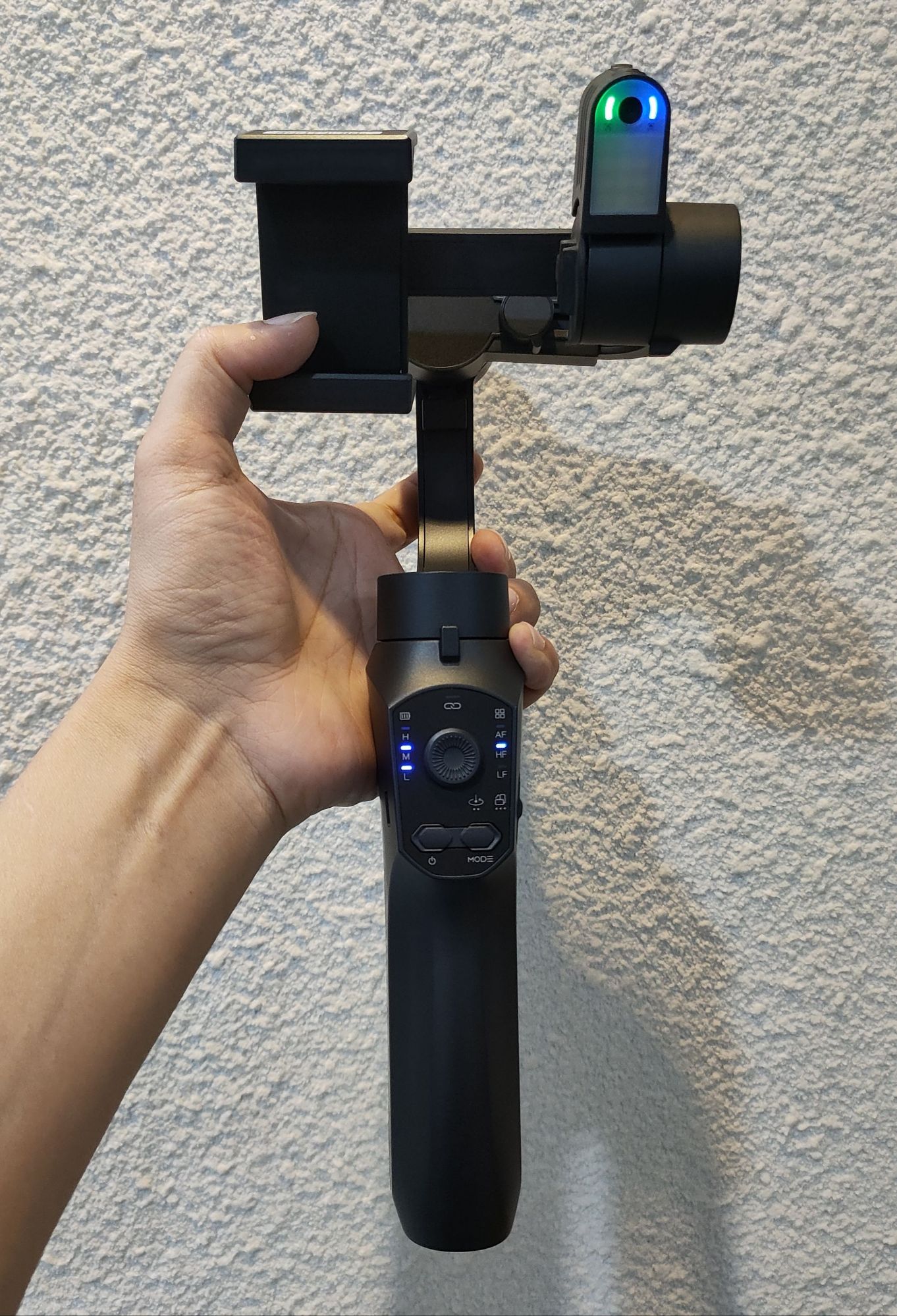 Picture of 360 Rotation AI Auto Face Tracking Beauty Filter Vlog Kit 3 Axis Professional Gimbal Stabilizer for Smartphone with Fill Light - Black