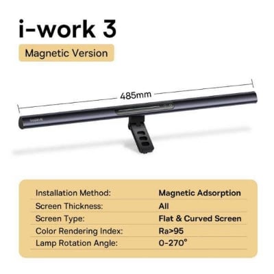 Picture of Baseus i-wok3 Asymmetric Light Source Magnetic Screenbar Hanging Light - Black