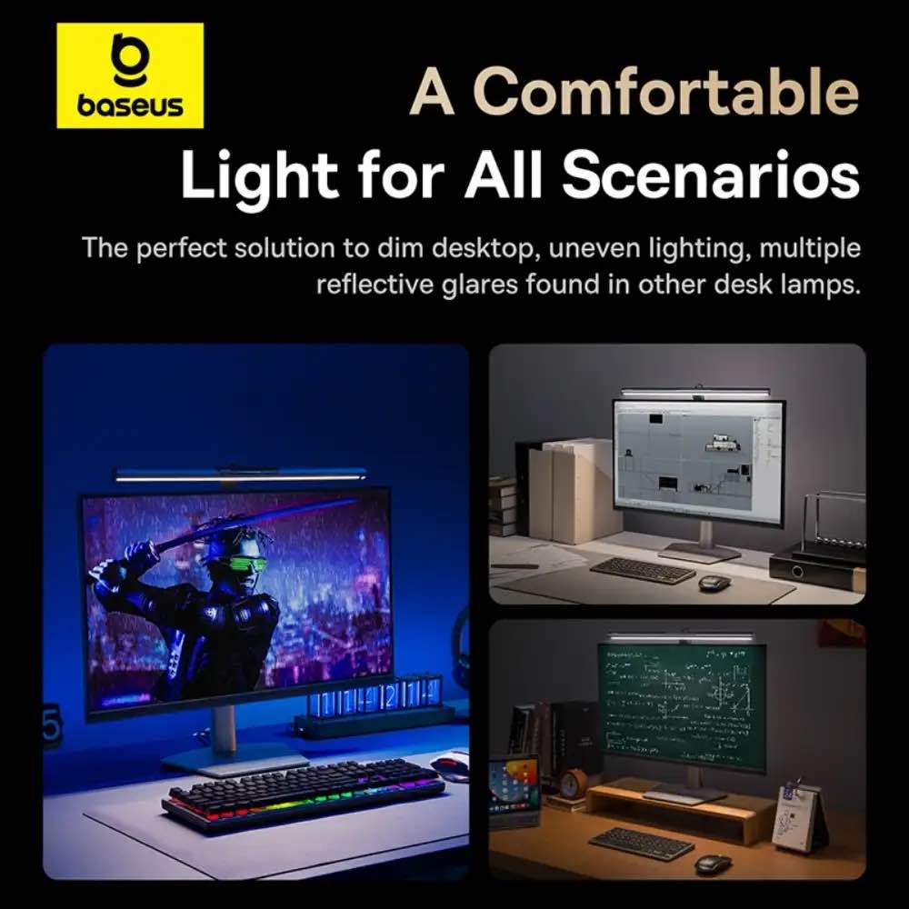 Picture of Baseus i-wok3 Asymmetric Light Source Magnetic Screenbar Hanging Light - Black