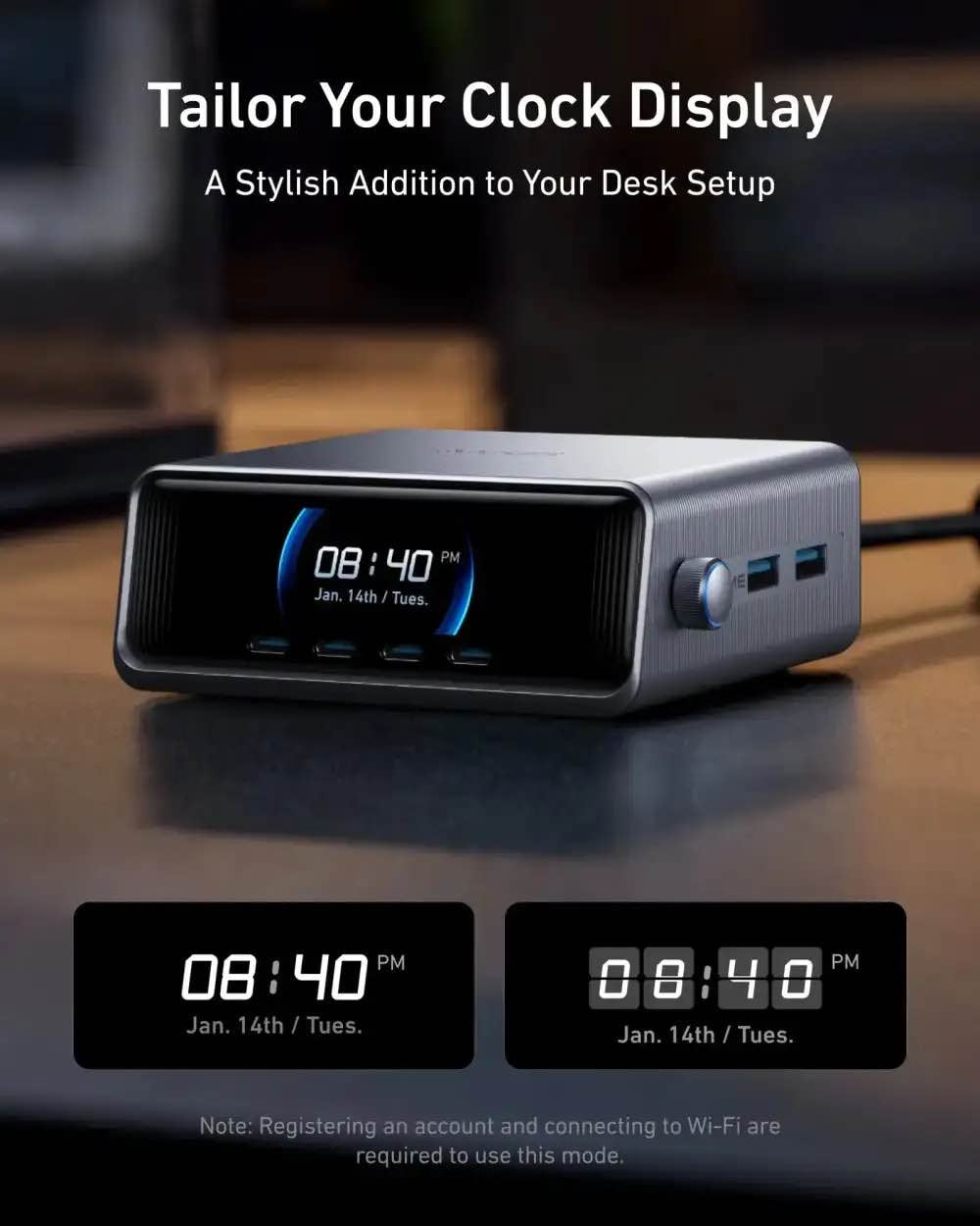 Picture of Anker Prime 250W GaN USB-C Charging Station Ultra-Fast 6-Port with LCD Display & Smart Control (A2345)(18 Months replacement warranty ) - Black