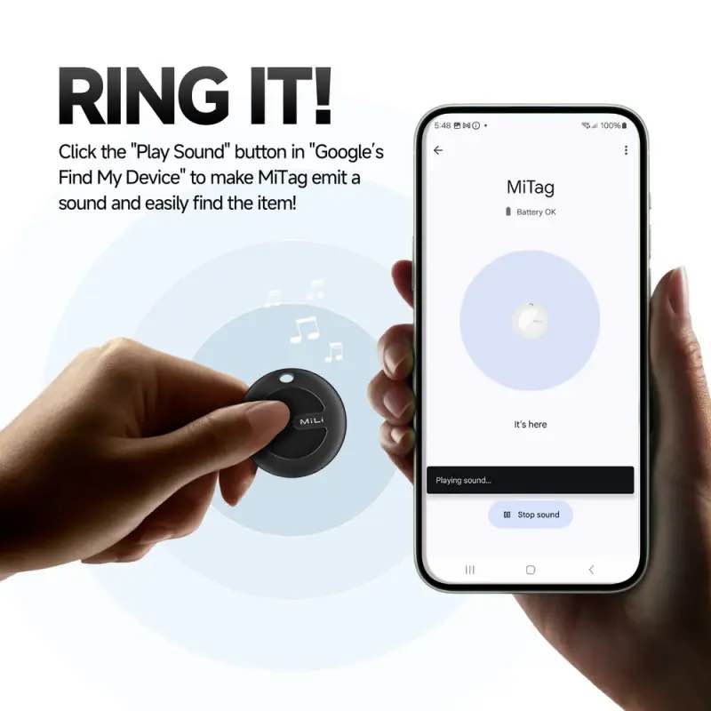 Picture of MiLi MiTag Device—Compatible with Google’s Find My Device (1 Year replacement warranty ) - Black