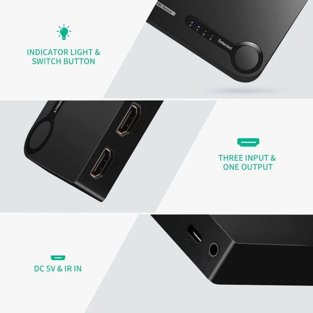 Picture of UGREEN HDMI 3 in 1 Out HDMI Switcher (40235) - Black