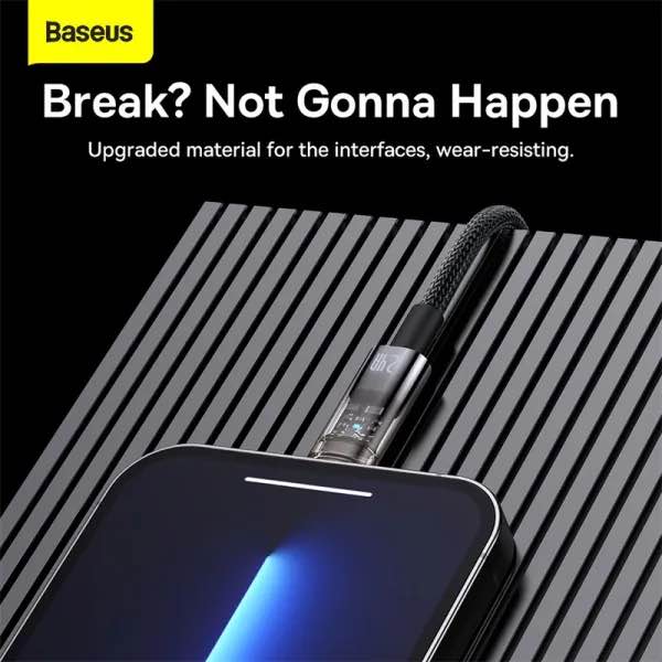 Picture of Baseus Cable Usb To Iphone Lightning Explorer Series Auto Power-Off Fast Charging Data Cable USB to IP 2.4A 2M - Black