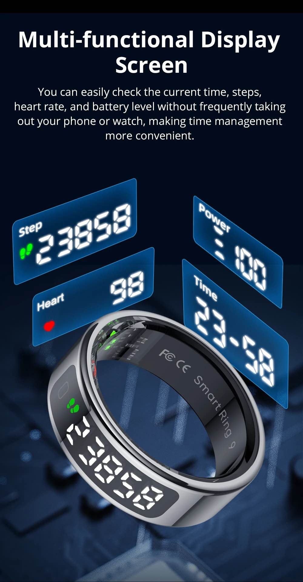 Picture of COLMI R12 Smart Ring with Display Screen and Touch - Black