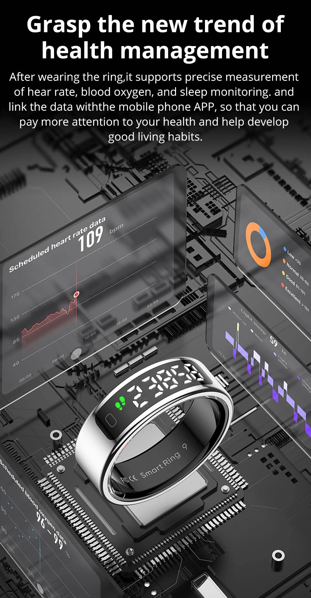 Picture of COLMI R12 Smart Ring with Display Screen and Touch - Black