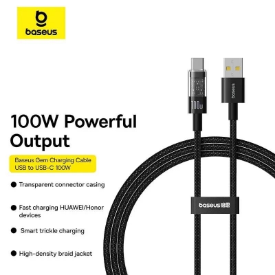 Picture of Baseus Gem Fast-Charging Data Cable USB toType-C 100W 1m Cluster - Black