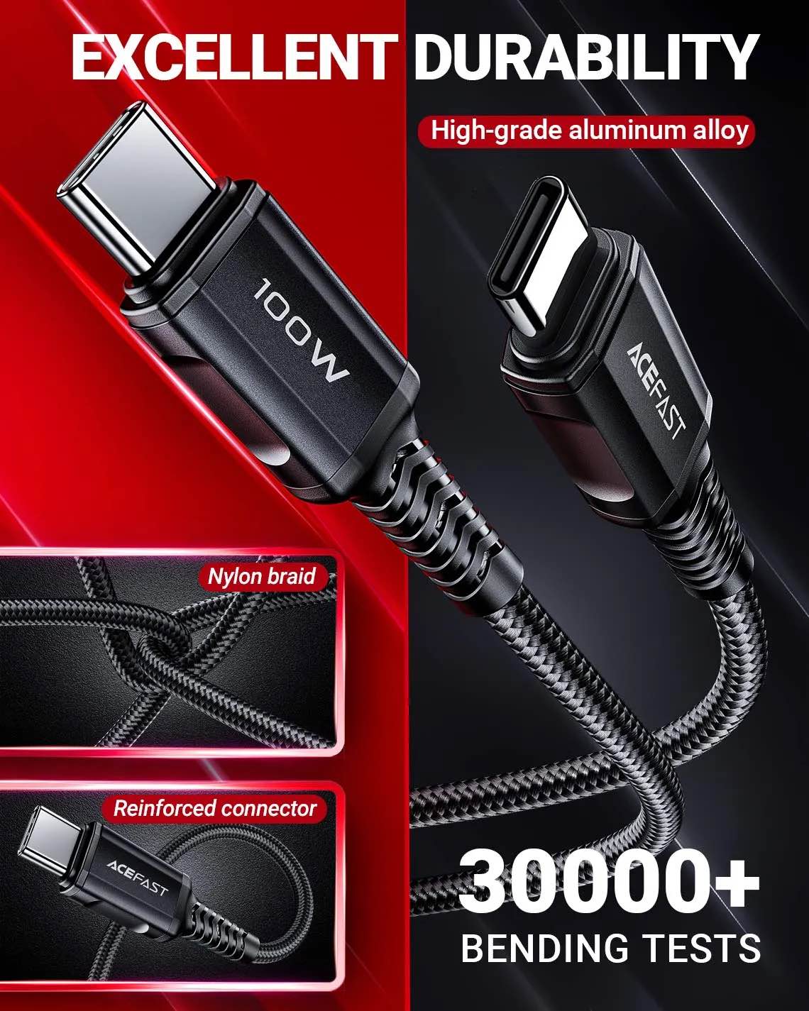 Picture of Acefast C4-03 100W Type C to Type C Cable - Black