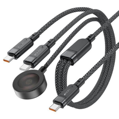 Picture of ACEFAST C6-11 3-in-1 100W Charging Data Cable with Wireless Charger - Black