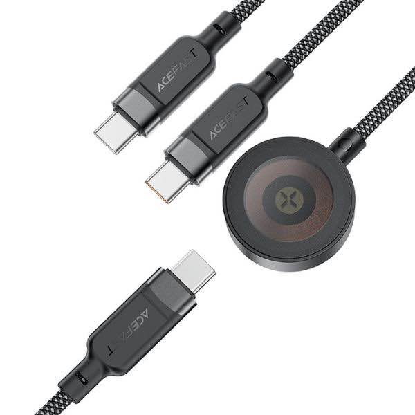 Picture of ACEFAST C6-11 3-in-1 100W Charging Data Cable with Wireless Charger - Black