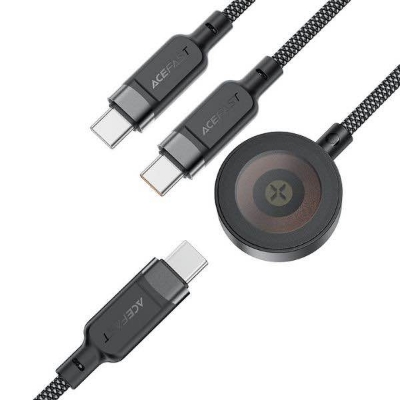 Picture of ACEFAST C6-11 3-in-1 100W Charging Data Cable with Wireless Charger - Black