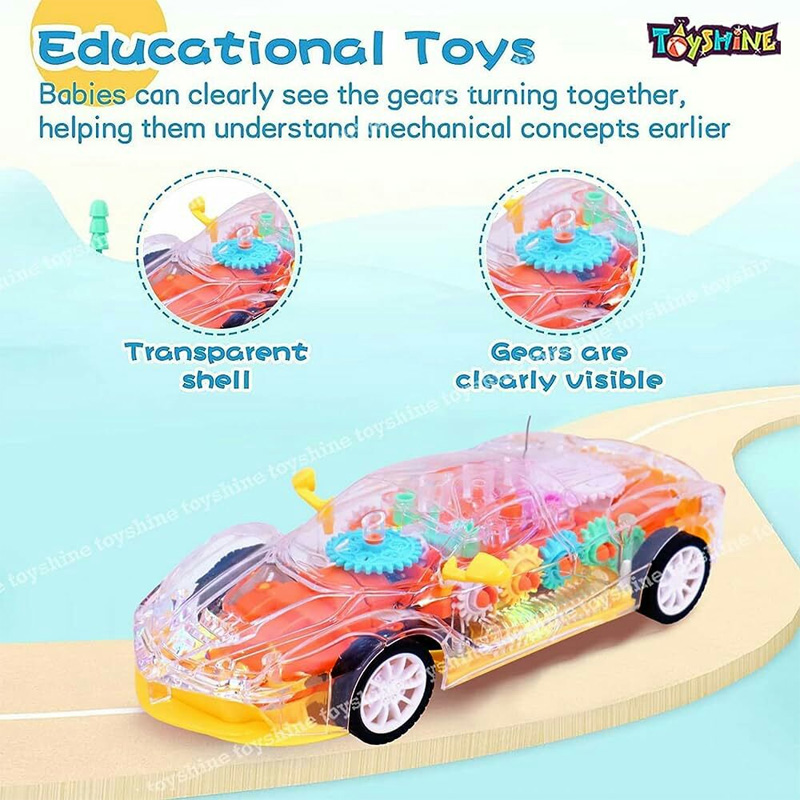 Picture of Concept Racing Car Toy Musical Toys 360 Degrees Rotating Transparent Car with Music & 3D Flashing Lights for Kids Toy Multicolour