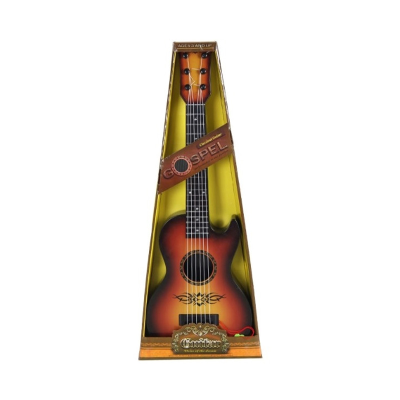 Picture of E Trading Kids Guitar Musical Toy with Mic Boys, Girls Learning to Play, 17 Inches, Battery Operated Music and Lights, Guitar Toys String (Multi Color) (Guitar Toy with Microphone) (Wooden)
