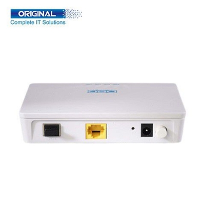 Picture of The DBC 1GZ-AK-V2 1GE EPON ONU. DBC 1GZ-AK-V2 EPON ONU has 1GE optical network, PON uplink port, RJ-45 Ethernet port, 10/100/1000Mbps, connect to external AC-DC adapter, power on/off.