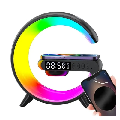 Picture of Dreams shop & store 4 In 1 Bluetooth Speaker 10W Multifunctional Wireless Charger LED Atmosphere RGB Night Light Alarm Clock Desk Lamp Bluetooth Speaker  Wireless Charging Modern Speaker