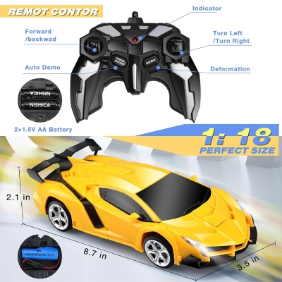 Picture of Deformation RC Car 2.4Ghz 1:18 RTransform Car Robot Toy with Lightsechargeable Stunt Race Car for Kids