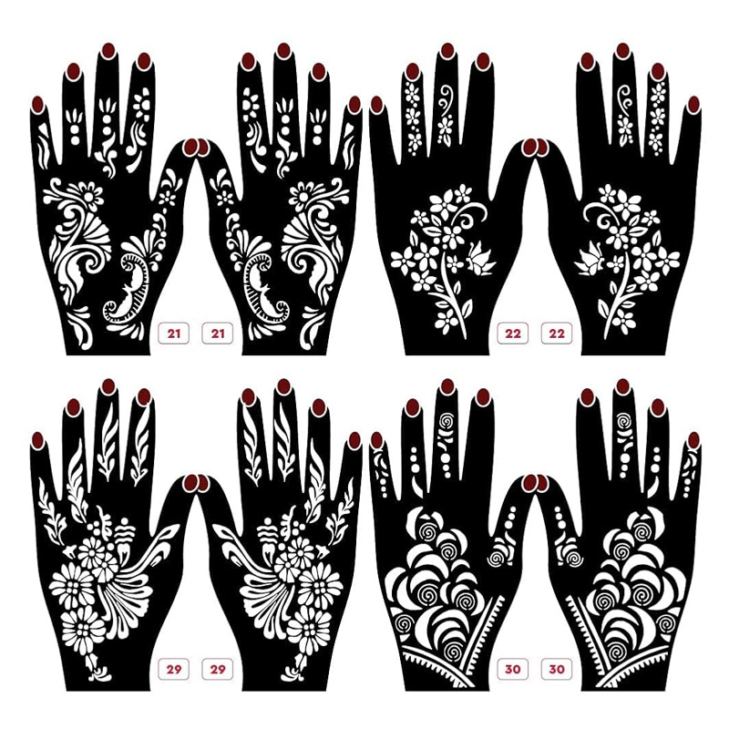 Picture of 5 Pack Mehndi Tattoo Sticker Set – Self-Adhesive Flower & Butterfly Design