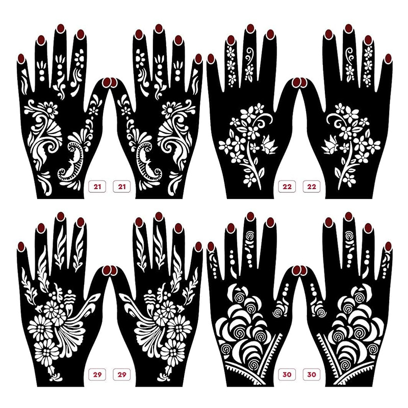 Picture of Easy Apply Mehndi Tattoo Sticker Set – 5 Pack Flower & Butterfly Designs