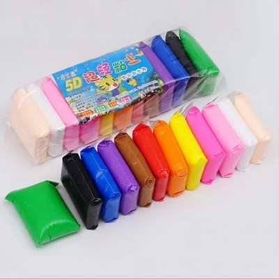 Picture of 12 Pcs Art Air Dry Clay+ Ice Cream Sticks+ 2 Neon Eraser+ Glitter, Colorful Modeling Soft Clay with Tools, Art DIY Crafts, Craft Materials