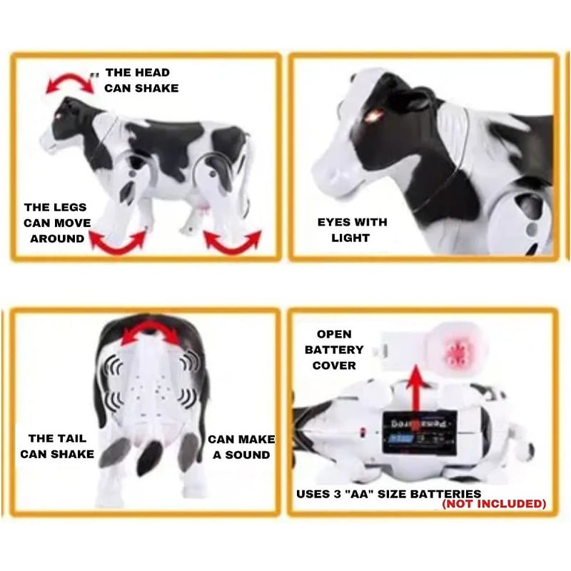 Picture of Electric Walking Milk Cow Toy - Realistic Simulation Cow Figure for Kids and Toddlers