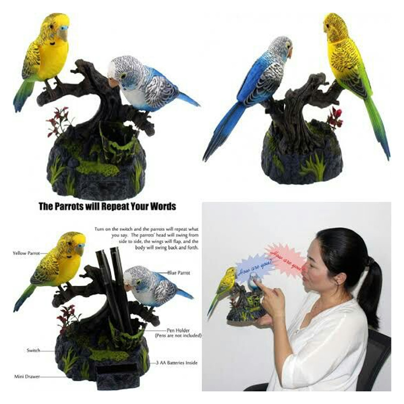 Picture of Tipmant Talking Parrots Birds Electronic Pets Office Home White & Yellow