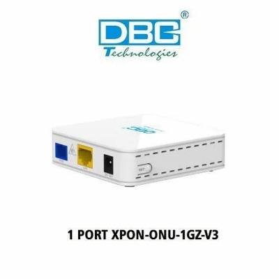Picture of The DBC 1GZ-AK-V2 1GE EPON ONU. DBC 1GZ-AK-V2 EPON ONU has 1GE optical network, PON uplink port, RJ-45 Ethernet port, 10/100/1000Mbps, connect to external AC-DC adapter, power on/off.