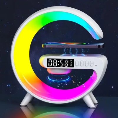 Picture of Dreams shop & store 4 In 1 Bluetooth Speaker 10W Multifunctional Wireless Charger LED Atmosphere RGB Night Light Alarm Clock Desk Lamp Bluetooth Speaker  Wireless Charging Modern Speaker