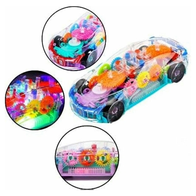 Picture of Concept Racing Car Toy Musical Toys 360 Degrees Rotating Transparent Car with Music & 3D Flashing Lights for Kids Toy Multicolour