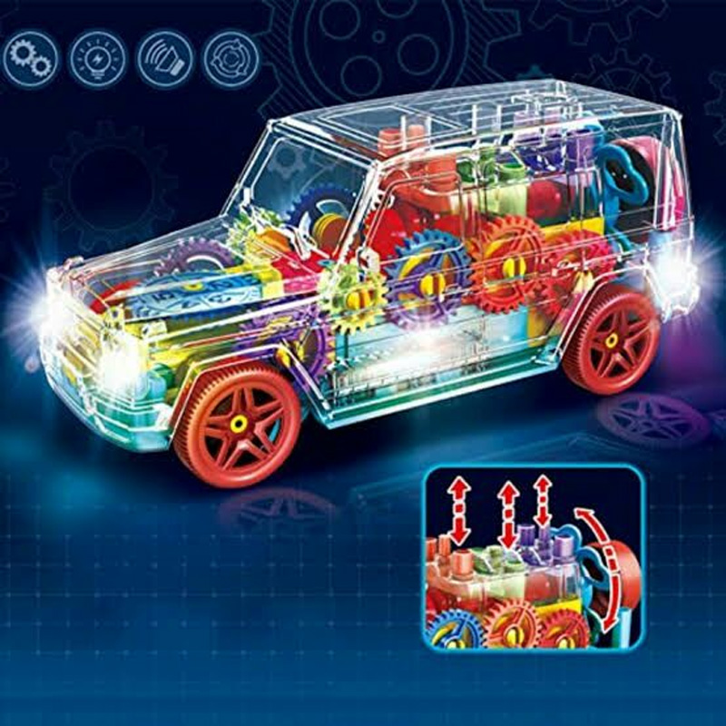 Picture of Transparent Gear SUV Racing Car Jeep Vehicle with 3D Colorful Light .