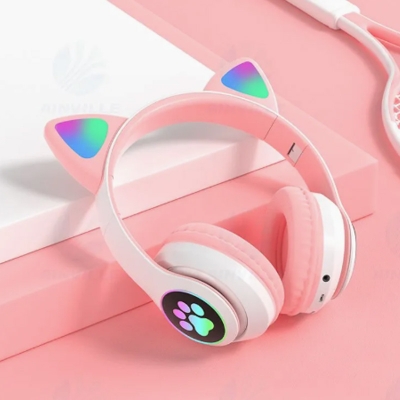 Picture of Headphones Cat Ear Wireless Headphones, Led Light Up Bluetooth Headphones